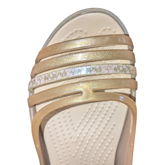 SOLD | CROCS | Rare Bronze Isabella Huarache Iconic Comfort Slip-On Sandals - Picture 2 of 8